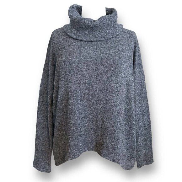 Clara Sun Woo Womens Sweater Sz Large Heather Gray Turtleneck Boxy Minimalist - Picture 1 of 6